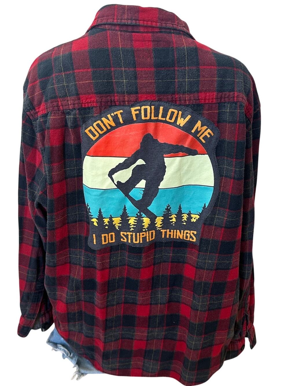 Sasquash Snowboarding Flannel Plaid Shirt XXL Oversized Unique Ski Grunge Skater